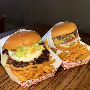 Left: Sarap Manila Burger  Right: 10 Hunnid Burger (tastes very similar to in n out)