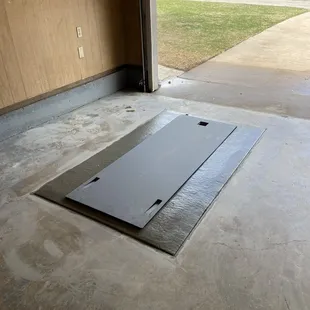a floor with a drain