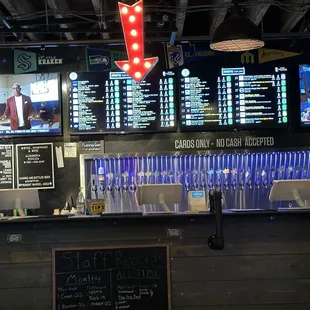 Bar area with beer menu