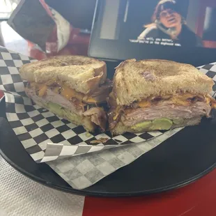 Turkey, bacon, avocado melt