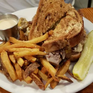 Brisket Reuban and fries