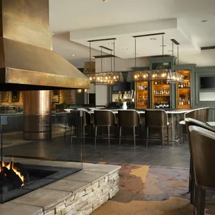 Flatz Lounge, showcasing seating as well as fireplace