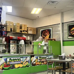 the interior of a fast food restaurant