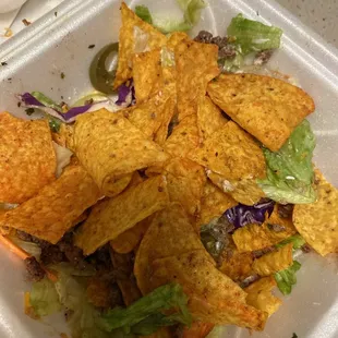 This was the worse taco salad ever suppose to been shredded lettuce but you see they use the salad package lettuce I wouldn't go here