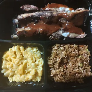 Ribs were tender and the BBQ honey and mustard bbq was the best I can't choose