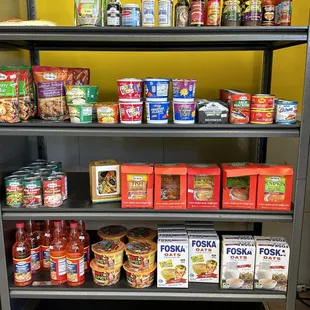 shelves of food
