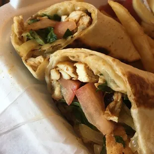 Chicken wrap special $7.99. Very plain in flavor but fresh and I enjoyed it. This would be a good choice for a picky eater.