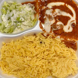 Paneer Makhani with rice and salad