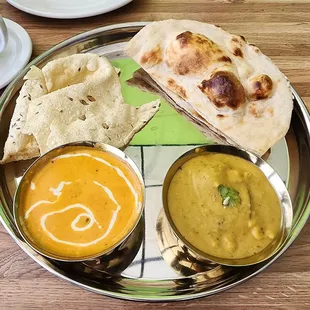 Their version of vegetarian thali. Consists of 2 half orders with rice or naan.