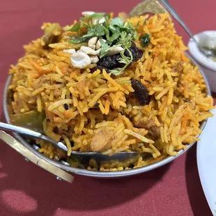 Chicken Biryani - big portion mildly flavored but still fresh and tasty. I give it a 5-6 out of 10.  The dish needed more herbs and spices.