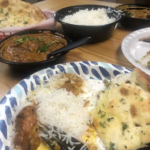 Butter Chicken, Garlic Naan Lamb Tikka Masala