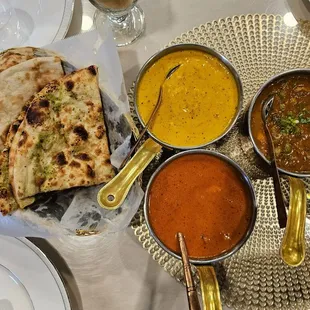 Shahi Paneer (5 stars), Mushroom Mattar Paneer (4 stars), &amp; Prawn Tikka Masala (3.5 stars)