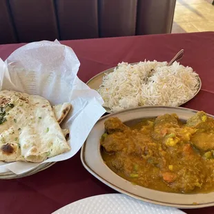 The meal: Lamb Jhal Freazi and naan