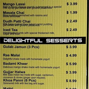 menu