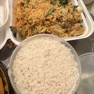 Chicken biryani and basmati rice