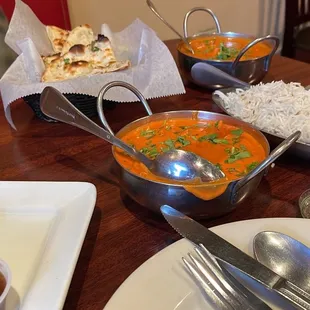 Chicken Tikka Masala, Chicken Malai, Garlic Naan