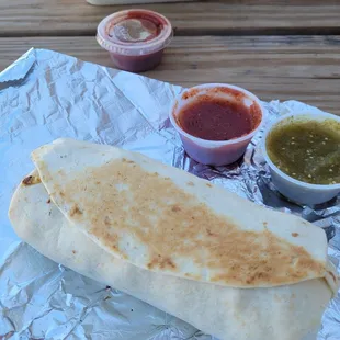 Breakfast burrito with homemade salsas!!