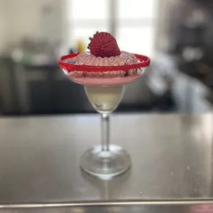 a dessert in a martini glass