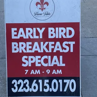 Early bird breakfast special.
