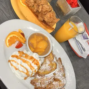 Peach Cobbler French toast and chicken wings