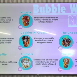 Bubble Waffle menu screen