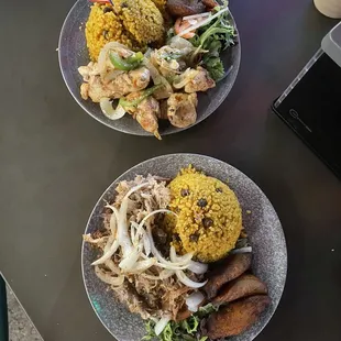 Pollo al Ajillo and Pernil Encebollado