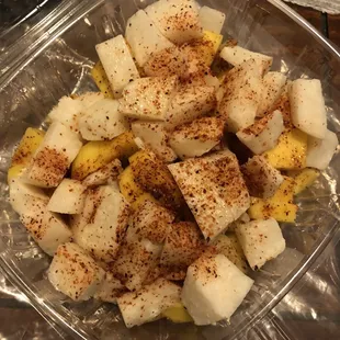 Fruit bowl with tajin and lime- I got to choose my four fruits