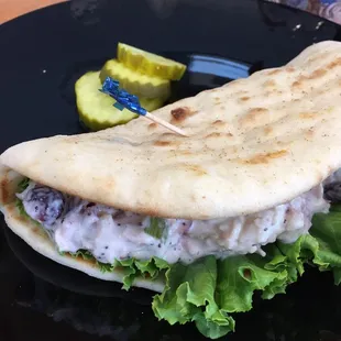 This chicken salad had cranberries and good pecans. Very good.