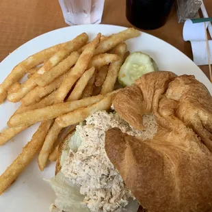 Tuna Salad on a croissant (+$1) and fries.