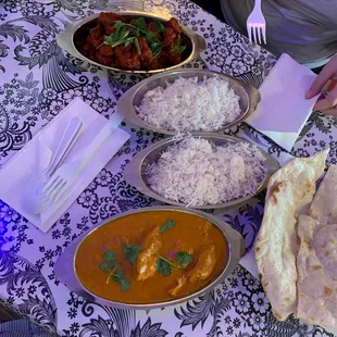 We got the butter chicken and the chicken 65