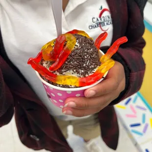 The Sydney Special- Oreo &amp; Cookie Dough Ice Cream with Chocolate Sprinkles and Gummy Worms.