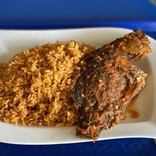 Jollof rice and Stewed Fish