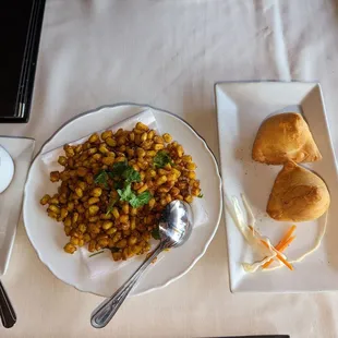 Vegetable Samosa, Masala Corn