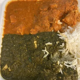 a meal in a styrofoam container