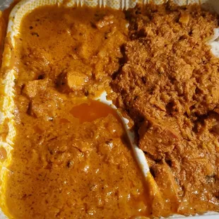 Chicken makhani with rice.
