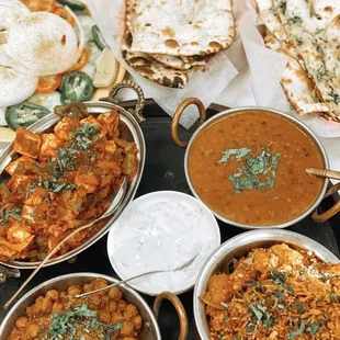 a variety of indian food