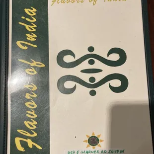 Menu - cover page