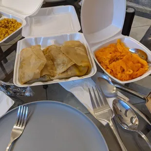 a variety of foods on a table