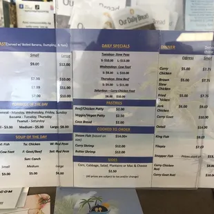 sushi and sashimi, menu