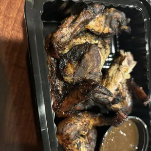 Jerk Chicken with sauce on the side.  EXCELLENT!!!