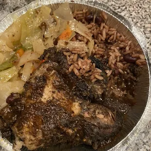Small jerk chicken dinner