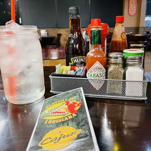 a variety of condiments and condiments