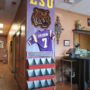 lsu football jersey on display