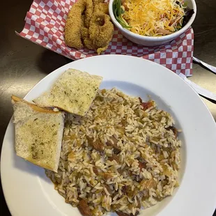 Jambalaya and catfish