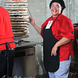 Very good friend on our food tour. Chef Berenice making pizzas at Venice on Vine