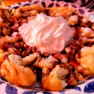 Funnel cake with powdered sugar &amp; chocolate