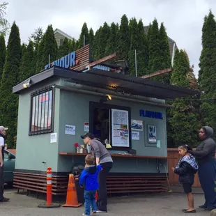 The view from my seat on a curb in the parking lot.