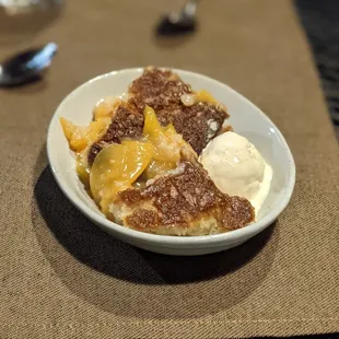 8/13/21 - Mo&apos;s Peach Cobbler. Okay. Not too sweet.