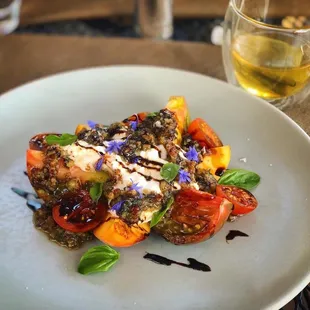 Tomato, Peach, and Burrata Salad
