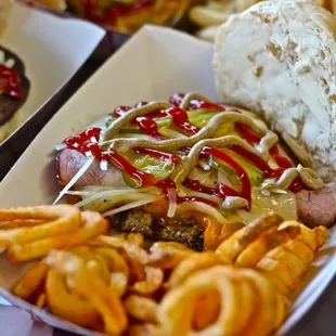 a hamburger and fries